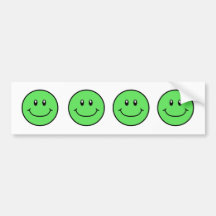 Smiling Faces Bumper Sticker Green 0001