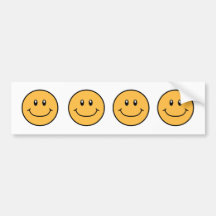 Smiling Faces Bumper Sticker Orange 0001