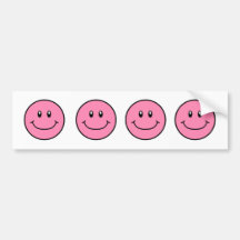 Smiling Faces Bumper Sticker Pink 0001