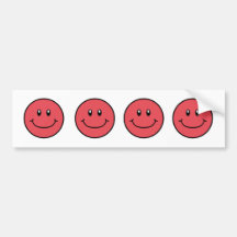 Smiling Faces Bumper Sticker Red 0001