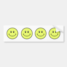 Smiling Faces Bumper Sticker Yellow 0001