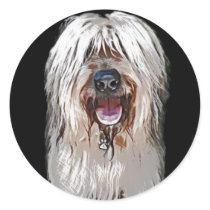 Smiling Fawn Briard Round Sticker