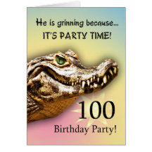 Smiling gator party invitation greeting card