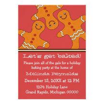 Smiling Gingerbread Men Christmas Party Invite