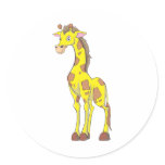 Smiling Giraffe Round Sticker