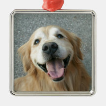 Smiling Golden Retriever Christmas Ornaments