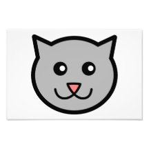 Smiling grey cat cartoon head art photo