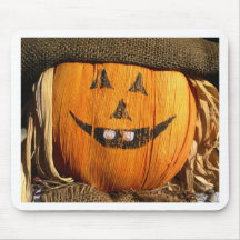 Smiling Halloween Pumpkin Scarecrow Mouse Pads