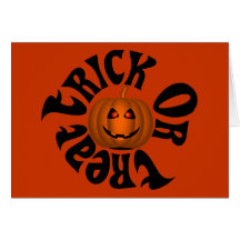 Smiling Jack O Lantern with Orange Eyes Black T Greeting Card