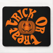 Smiling Jack O Lantern with Orange Eyes Mousepads