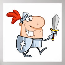 Smiling-knight-with-sword Posters
