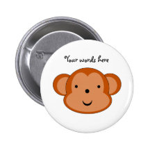 Smiling monkey pinback button