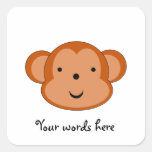 Smiling monkey square stickers