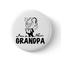 Smiling New Grandpa T-shirts and Gifts Pin