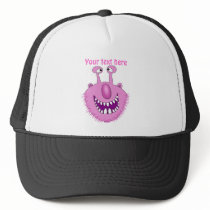 Smiling Pink Cute Monster With Beard