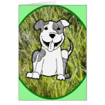 Smiling Pit Bull Cartoon Greeting Card