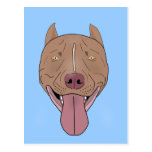 Smiling Pit Bull Portrait - Line Art Postcards