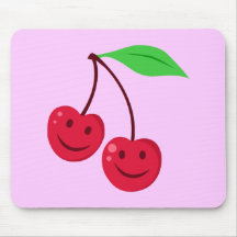 Smiling Red Cherries Mouse Pads
