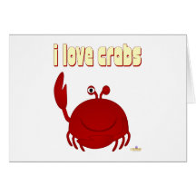 Smiling Red Crab I Love Crabs Greeting Cards
