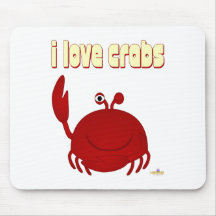 Smiling Red Crab I Love Crabs Mouse Mats