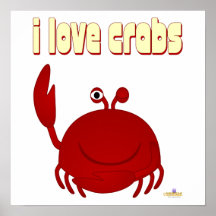 Smiling Red Crab I Love Crabs Posters