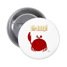 Smiling Red Crab Oh Snap Pinback Buttons