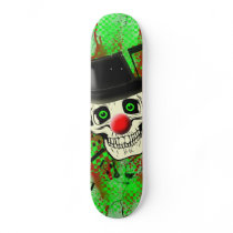 Smiling Skull,Clowns Red Nose,Black Hat Skateboard