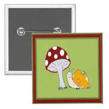 Smiling Snail by a Toadstool Button