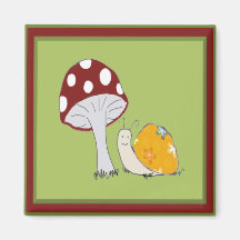 Smiling Snail by a Toadstool Magnet