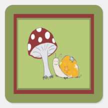 Smiling Snail by a Toadstool Stickers
