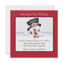 Smiling Snowman - Birthday Party Invitation