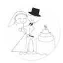 Smiling Stick Figure Couple Cuts the Wedding Cake stickers