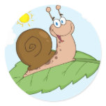 Smiling Super Snail on His Leaf stickers