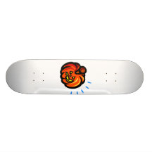 smiling thick pumpkin jack o lantern blue spikes. skateboard decks
