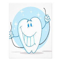 Smiling Tooth Cartoon Character Always Floss Custom Invitations