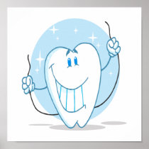 Smiling Tooth Cartoon Character Always Floss Print
