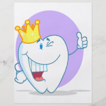 Smiling Tooth Cartoon Character With Golden Crown Flyer Design