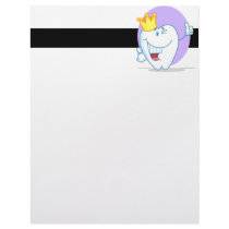 Smiling Tooth Cartoon Character With Golden Crown Customized Letterhead