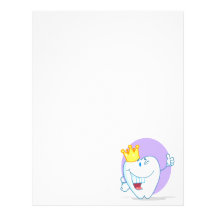 Smiling Tooth Cartoon Character With Golden Crown Letterhead