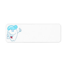 Smiling Tooth Cartoon Character With Toothpaste On Return Address Label