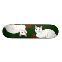 Smiling White Kitty Custom Skateboard