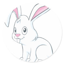 Smiling White Rabbit Sticker