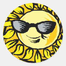 Smiling Yellow Sun With Shades Sticker