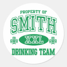 Smith Irish Drinking Team Round Stickers