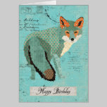 Smokey Amber Fox Retro  Birthday  Card cards