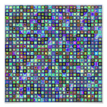 Smoking Green Funky Retro Mosaic Tiles Pattern Photo Print