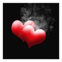Smoking Red Hearts Invitations