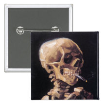 Smoking Skull Button