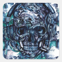 Smoking skull with headphones. stickers