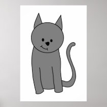Smoky grey cat cartoon posters